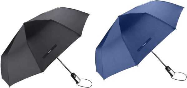 TradMall 2 Pack Travel Umbrella Windproof 46/56 Inches Large Canopy Reinforced Fiberglass Ribs Auto Open & Close - Image 2
