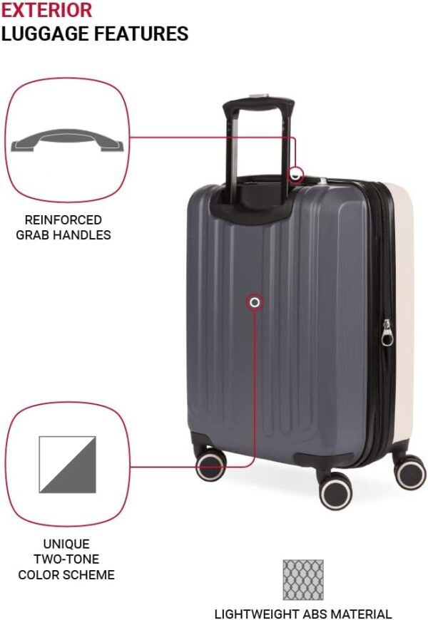 SwissGear Duet Hardside Expandable Luggage with Spinner Wheels, Pink/Dark Grey, 3-Piece Set (19/24/28) - Image 3