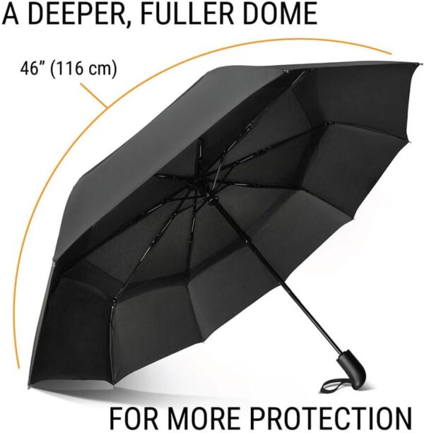Vented Travel Umbrella | Strong Compact Windproof Umbrella | Automatic Open/Close | Portable Pop Up with Large Coverage - Image 2