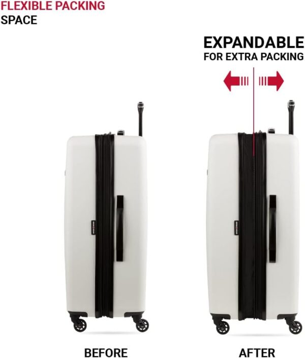 SwissGear 8018 Hardside Expandable Luggage with Spinner Wheels, White, 3-Piece Set (20/24/27) - Image 6