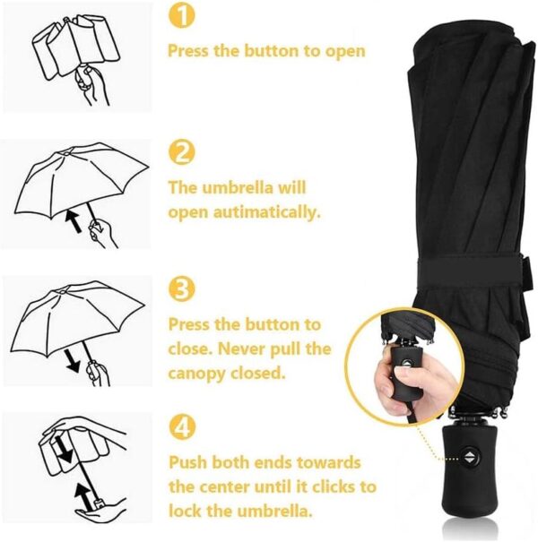MRTLLOA 42/49 Inch Compact Windproof Travel Umbrella for Rain, Lightweight, Portable, Automatic, Strong, Waterproof Folding Umbrellas for Women, Men and Teenagers - Image 9