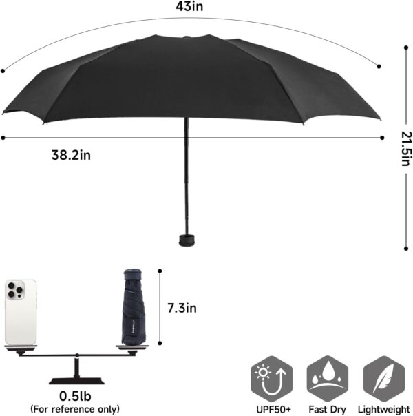 RUMBRELLA UV Travel Umbrella with Shopping Bag Mini Umbrella Fast Dry and Ultra Lightweight - Image 2