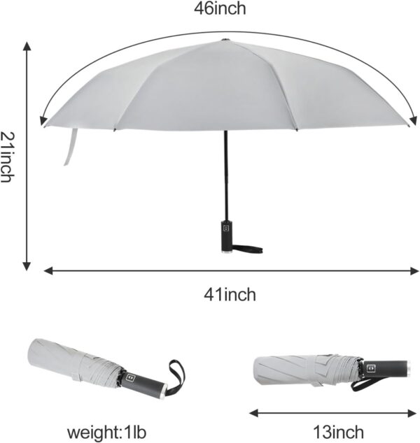 GUARAY Reflective Umbrella, Strong Windproof Travel Umbrella wih 24 Ribs (8 * 3), Portable Folding Compact Sun & Rain Umbrellas, Car Backpack Automatic Umbrellas for Rain, wind and UV Protection - Image 6