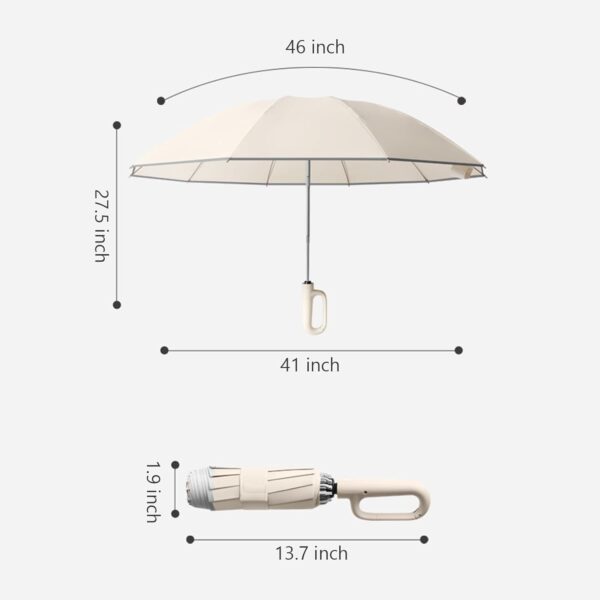 Ring Buckle Umbrella, Reflective Safety Strip, Sturdy Windproof, Reverse Automatic Umbrella, Ring Buckle Fully Automatic Umbrella, Travel Portable, Compact Folding Travel Umbrella (Gray) - Image 7