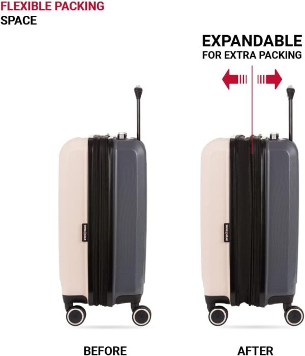 SwissGear Duet Hardside Expandable Luggage with Spinner Wheels, Pink/Dark Grey, 3-Piece Set (19/24/28) - Image 6