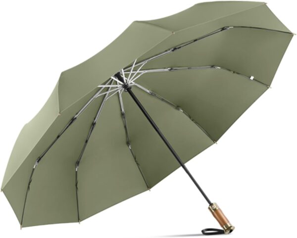 Rain Cats Large 46/50 Inch Umbrellas for rain Strong10 Ribs Fiberglass Umbrella Windproof Wabig Compact Automatic portable Folding Travel Thick Fabric Wood handle - Image 3