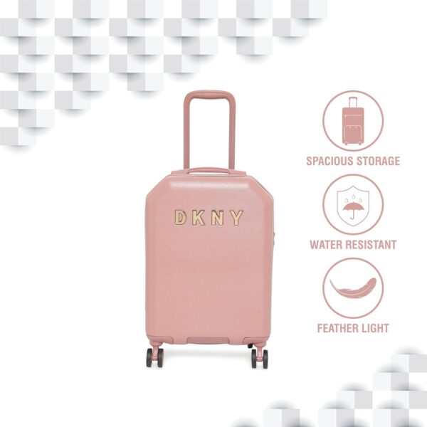 DKNY Metal Logo Upright Hardside Luggage 22", Dark Rose - Image 4