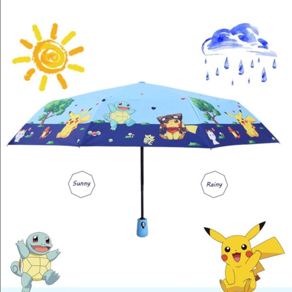 Kids Folding Umbrella- Automatic Open- Cartoon- UV Protection- Travel Umbrella Compact Windproof for Girls Boys Women - Image 3