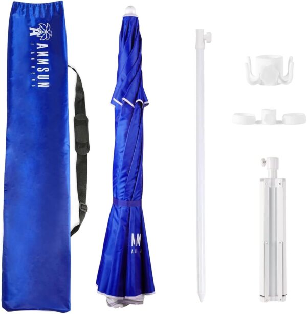 AMMSUN Shade Umbrella, Premium Portable Umbrella with Stand, 6.5ft Lightweight Free Standing Canopy for Sporting Games, Adjustable Instant Sun Protection and Easy to Carry, Blue - Image 9