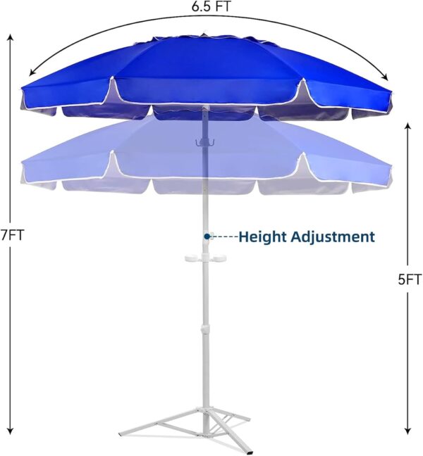 AMMSUN Shade Umbrella, Premium Portable Umbrella with Stand, 6.5ft Lightweight Free Standing Canopy for Sporting Games, Adjustable Instant Sun Protection and Easy to Carry, Blue - Image 5