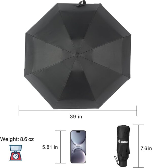 GAOYAING Compact Travel Umbrella,UV Protection, 39 Inches, Lightweight Folding Design, 8.6 oz, Portable Mini Size Manual - Image 3