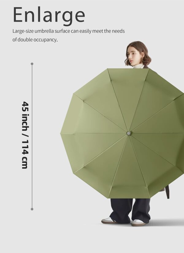 Rain Cats Large 46/50 Inch Umbrellas for rain Strong10 Ribs Fiberglass Umbrella Windproof Wabig Compact Automatic portable Folding Travel Thick Fabric Wood handle - Image 4