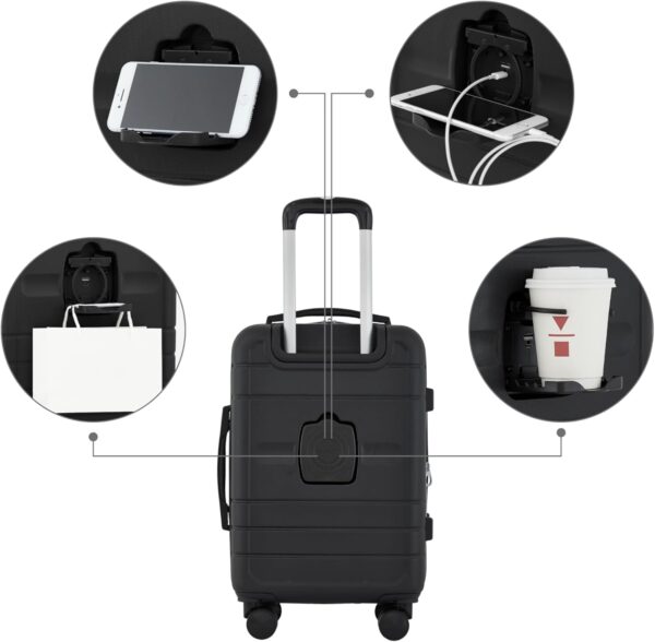 French Connection St. Martin Carry-On Luggage with Cup Holder/USB Ports, Black - Image 2