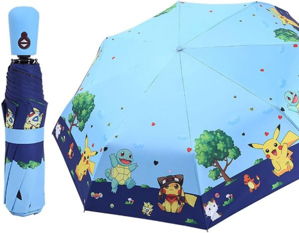 Kids Folding Umbrella- Automatic Open- Cartoon- UV Protection- Travel Umbrella Compact Windproof for Girls Boys Women