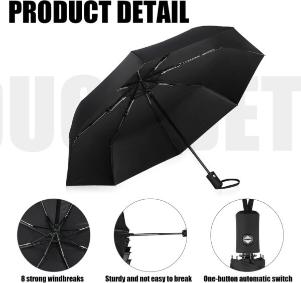 Jexine 6 Pcs Travel Compact Umbrella Automatic Open Close Windproof Small Light Backpack Purse Car Portable Collapsible Umbrella for Rain, Men Women - Image 3