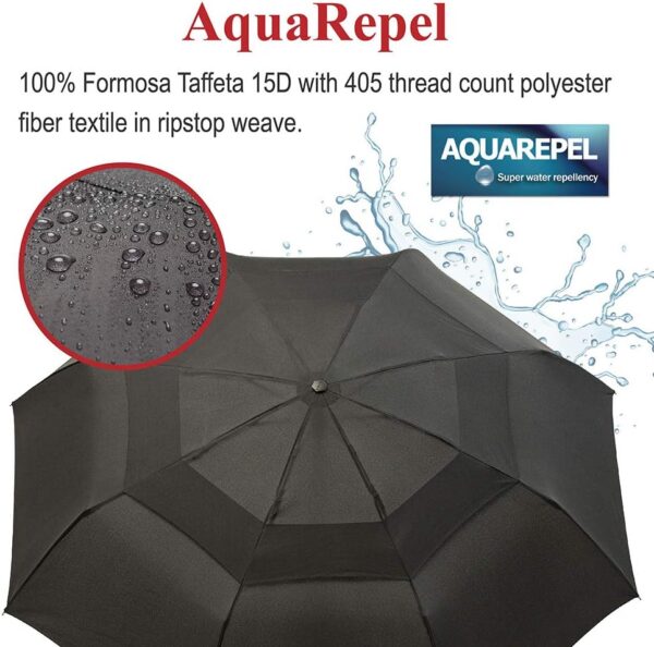 Portobello Large Umbrella For Rain - Big 54 Inch Double Vented Canopy, Folds Into Travel Size, Big Enough To Fit In 2 Adults, Heavy Duty, Sturdy, Windproof W/Auto Open Close - Image 6