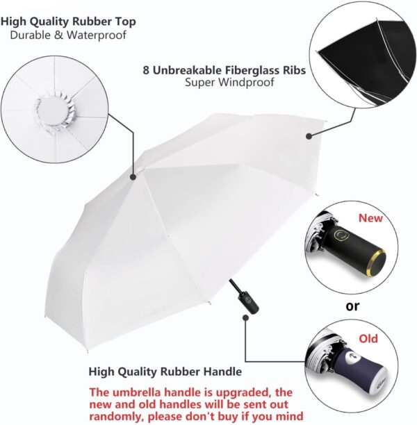 Cuby UV Sun Umbrella Compact Folding Umbrella lightweight Portable Manual Travel Umbrella for Rainproof & 99% UV Protection with Black Anti-UV Coating - Image 3