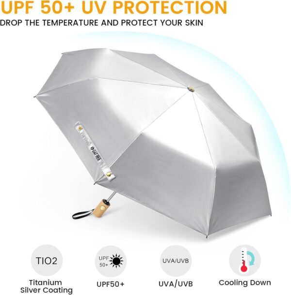 G4Free UPF 50+ UV Protection Travel Sun Umbrella Compact 42 Inch Small UV Blocking SPF Umbrella Auto Open Close - Image 2