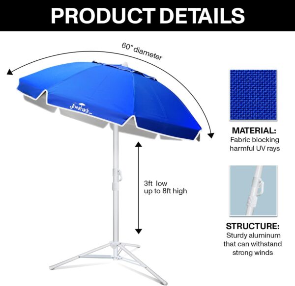 Portable UV Sun Shade Umbrella with Tripod Stand – Lightweight, Adjustable, and Instant Sun Protection for Outdoor Sports, Camping, and More – Blue - Image 3