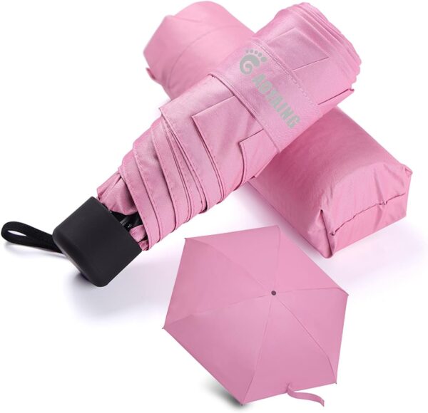 GAOYAING Compact Travel Umbrella with Case Lightweight Small and Compact Pocket Baby Pink - 34 Inches 2024 - Image 2