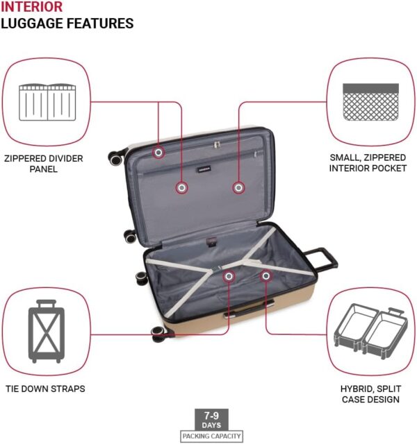 SwissGear Duet Hardside Expandable Luggage with Spinner Wheels, Ivory/Taupe, Checked-Large 28-Inch - Image 4