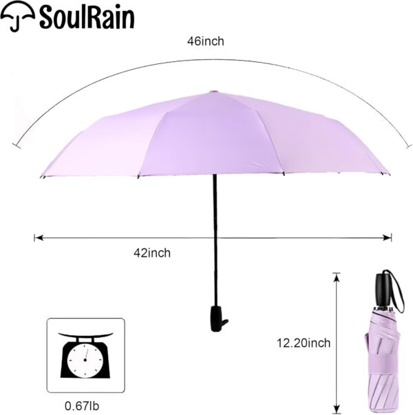 SoulRain 46" Travel Sun & rain Umbrella, Lightweight Windproof Umbrella, Portable Lightweight Compact Parasol with 95% UV Protection for women and men - Image 3