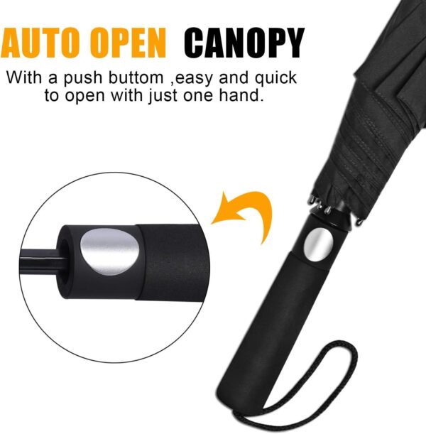 G4Free 62 Inch Portable Golf Umbrella Large Oversize Double Canopy Vented Windproof Waterproof Automatic Open Stick Umbrellas for Men Women(Black) - Image 3