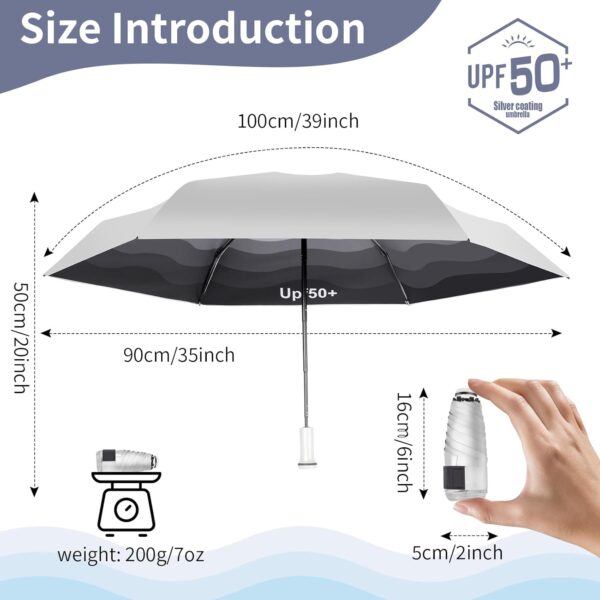 UPF 50+ UV Protection Mini/Small Travel Umbrella - Telescopic Handle Sun & Rain Shield, Ultra-Lightweight Pocket Foldable for Purse (Waterproof Windproof Compact Design) - Image 2