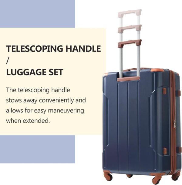 Merax Luggage Set 3 Piece Expandable Lightweight Suitcases with Spinner Wheels, Corner Guards (Inky Blue, 20/24/28) - Image 8