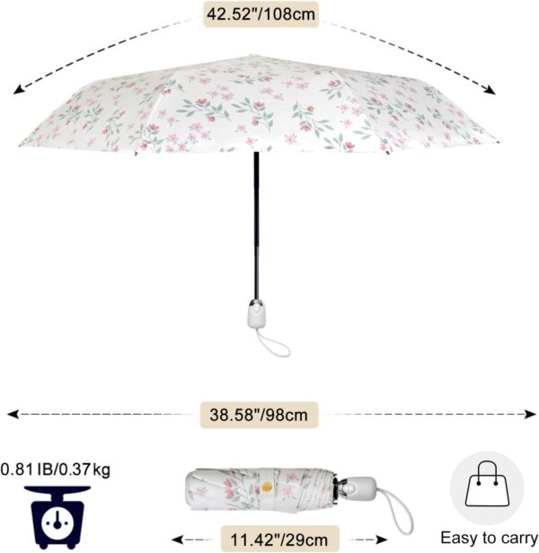 Cuby UV Sun Umbrella Compact Folding Umbrella lightweight Portable Manual Travel Umbrella for Rainproof & 99% UV Protection with Black Anti-UV Coating - Image 8