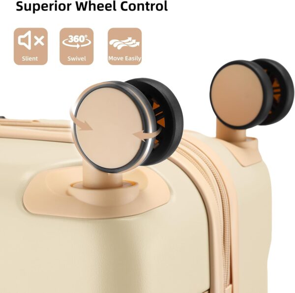 LARVENDER Luggage Sets 3 Piece Expandable Carry on Luggage 22x14x9 Airline Approved Hardshell Suitcase with Wheels TSA Lock, Lightweight Suitcase Set for Women with Travel Backpack, Cloud Cream - Image 7