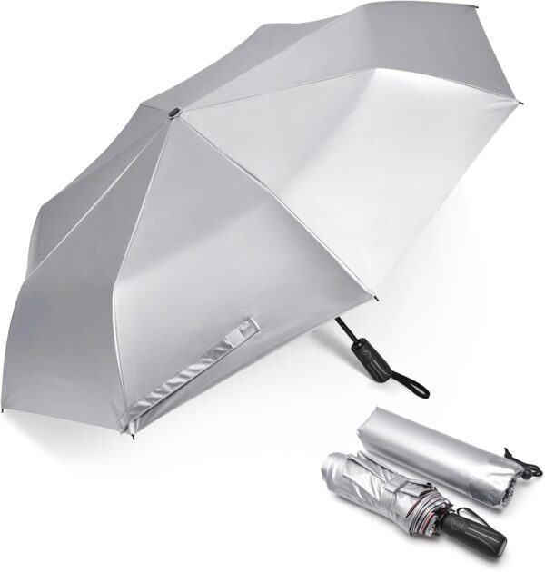 G4Free UPF 50+ UV Protection Sun Umbrella Double Layer Windproof Compact Travel Umbrella 46 Inch Auto Open Close