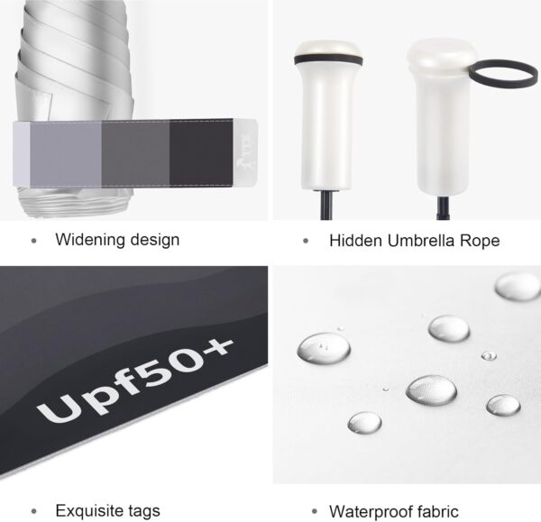 UPF 50+ UV Protection Mini/Small Travel Umbrella - Telescopic Handle Sun & Rain Shield, Ultra-Lightweight Pocket Foldable for Purse (Waterproof Windproof Compact Design) - Image 7