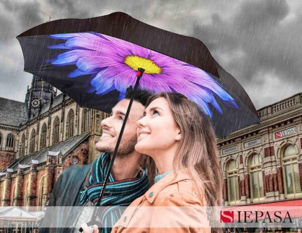 SIEPASA 49/56 Inch Inverted Reverse Upside Down Umbrella, Extra Large Double Canopy Vented Windproof Waterproof Stick Golf Umbrellas with C-shape Handle. - Image 3