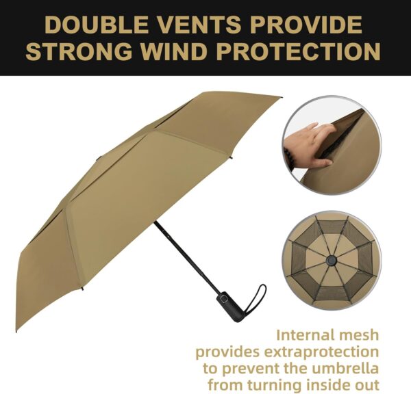 Travel Umbrella Compact, Portable Umbrella with Waterproof & Absorbent Bag, Windproof Folding Umbrella, Small Lightweight Umbrella, Automatic Umbrella for Men Women - Image 3