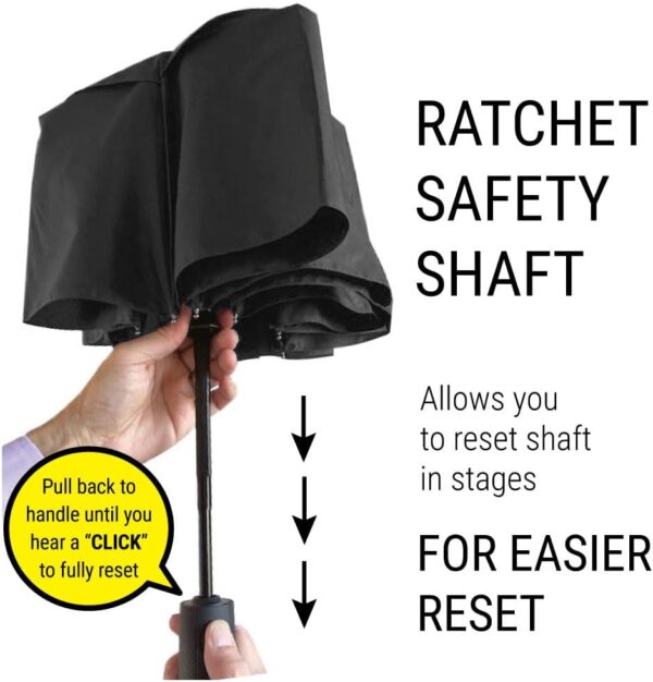 Vented Travel Umbrella | Strong Compact Windproof Umbrella | Automatic Open/Close | Portable Pop Up with Large Coverage - Image 4