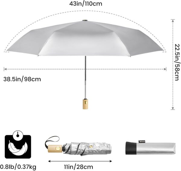 G4Free UPF 50+ UV Protection Travel Sun Umbrella Compact 42 Inch Small UV Blocking SPF Umbrella Auto Open Close - Image 4
