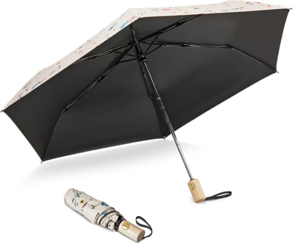 G4Free UPF 50+ UV Protection Travel Umbrella 42 Inch Lightweight Sun Rain Folding Umbrellas Auto Open Close (Flower)