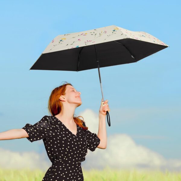 G4Free UPF 50+ UV Protection Travel Umbrella 42 Inch Lightweight Sun Rain Folding Umbrellas Auto Open Close (Flower) - Image 6