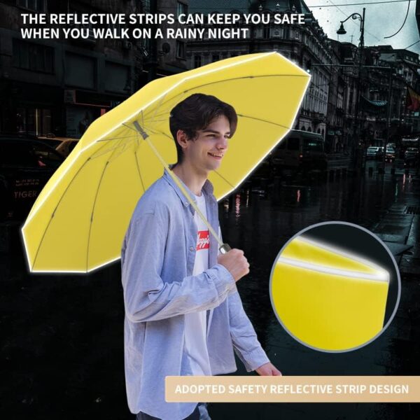 RUMBRELLA Inverted Folding Umbrella for Rain, 50 Inch Anti-UV Protection Automatic Car Travel Umbrella with Safety Reflective Strip - Image 2