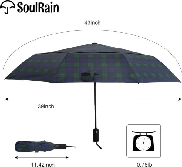 SoulRain Travel Umbrella - Windproof and Compact Umbrella for Rain - Perfect Large Auto Folding Umbrella - Ideal Car umbrella, Golf umbrella, and Travel Companion - Image 5