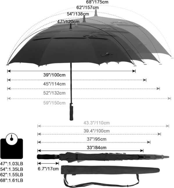 G4Free 47/54/62/68 Inch Automatic Open Golf Umbrella Oversize Extra Large Double Canopy Vented Windproof Waterproof Stick Umbrellas - Image 3