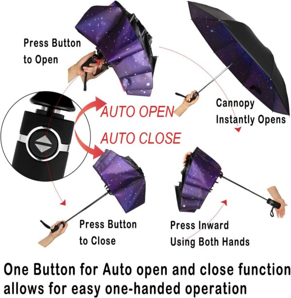 SIEPASA Inverted Umbrella, Large Windproof Compact Umbrellas for Rain & Sun, Compact Reverse Umbrella,Automatic Travel Folding Umbrella for Women Men. - Image 8