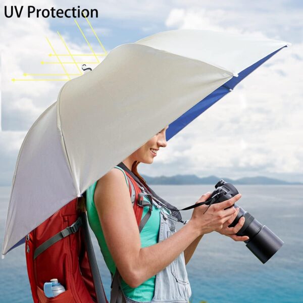 Umbrella Hat, 37 inch Fishing Umbrella Hat Hands Free Foldable UV Protection Umbrella Cap Adjustable Headwear for Fishing Golf Camping Beach Gardening Sunshade Outdoor - Image 3