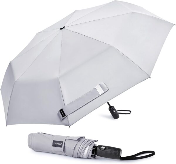 G4Free 46 Inch Reflective Travel Umbrella for Rain Large Windproof Auto Open Close Folding Compact Umbrellas, Strong Fiberglass Frame for Men Women