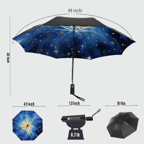 SIEPASA Inverted Umbrella, Large Windproof Compact Umbrellas for Rain & Sun, Compact Reverse Umbrella,Automatic Travel Folding Umbrella for Women Men. - Image 4