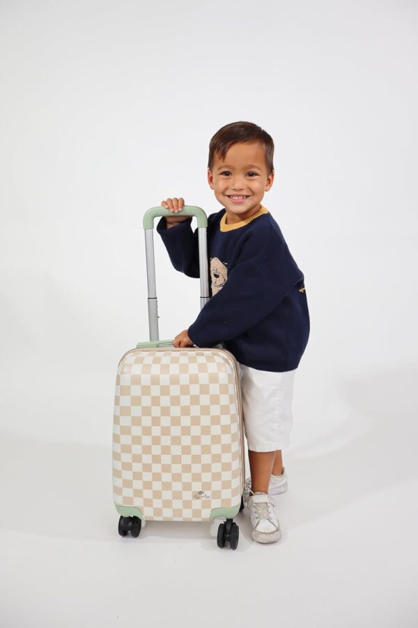 Itzy Ritzy Toddler Suitcase with Adjustable Handle, 360-Degree Spinner Wheels, 2 Interior Compartments and Hard Shell Design; Perfect Kids Luggage with Wheels for Ages 3 and Up (Checkerboard) - Image 2