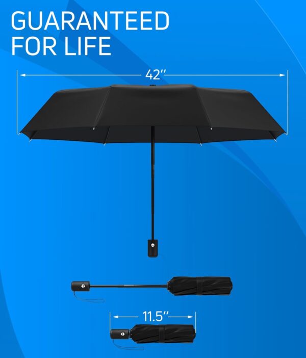 Rain-Mate Windproof Compact Umbrellas for Rain - Portable Folding Travel Umbrella - Auto Open & Close Button - Image 9