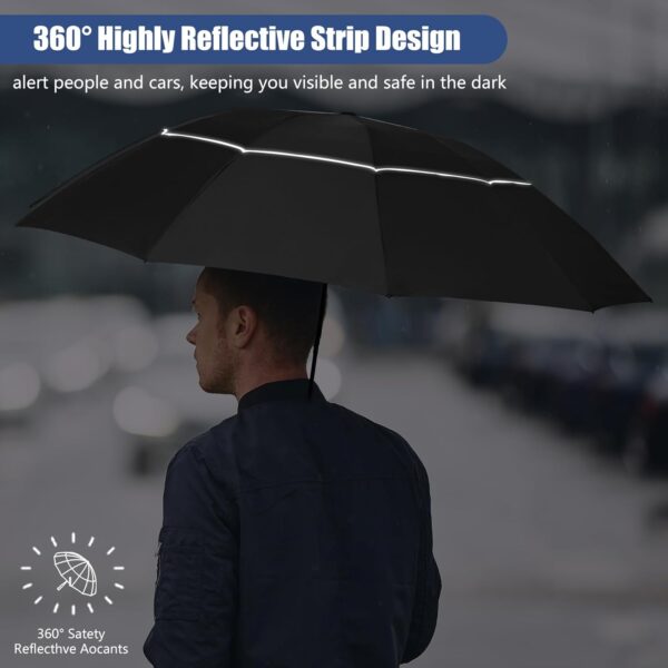 62/54/46 Inch Umbrellas for Rain Large Travel Compact Golf Umbrella Inverted Windproof Double Canopy 10 Ribs Automatic Open/Close UPF50+ Sun UV Protection - Image 9
