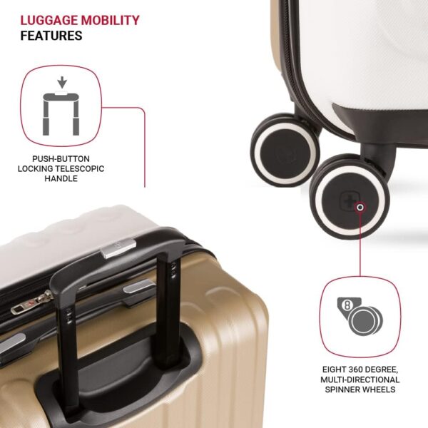 SwissGear Duet Hardside Expandable Luggage with Spinner Wheels, Ivory/Taupe, Checked-Large 28-Inch - Image 2